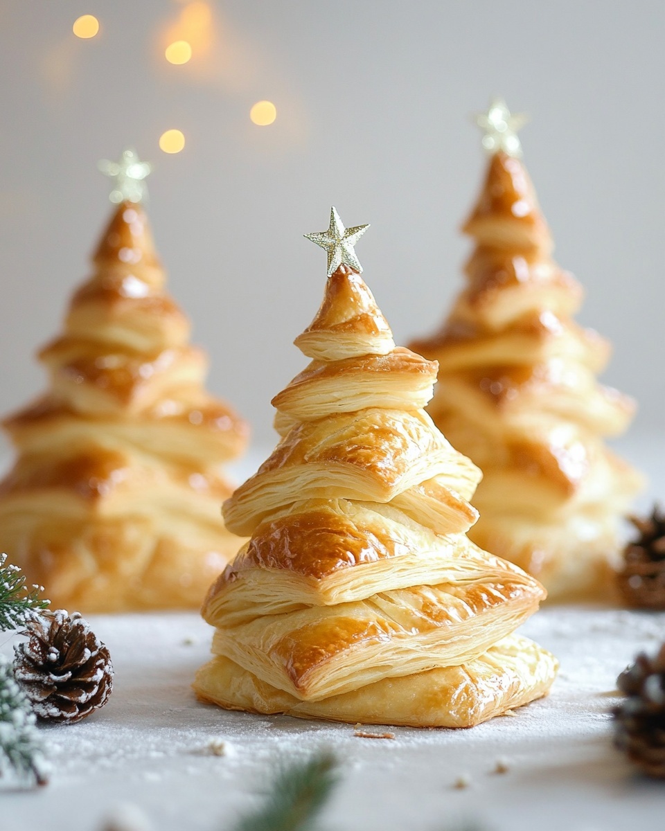 Flaky Golden Puff Pastry Christmas Trees