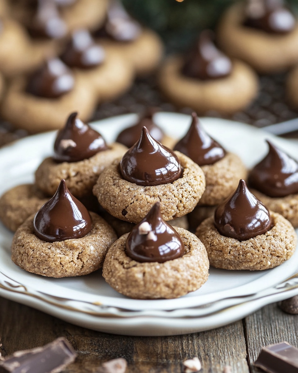 Gingerbread Kiss Cookies: Soft, Spiced, and Topped with Chocolate