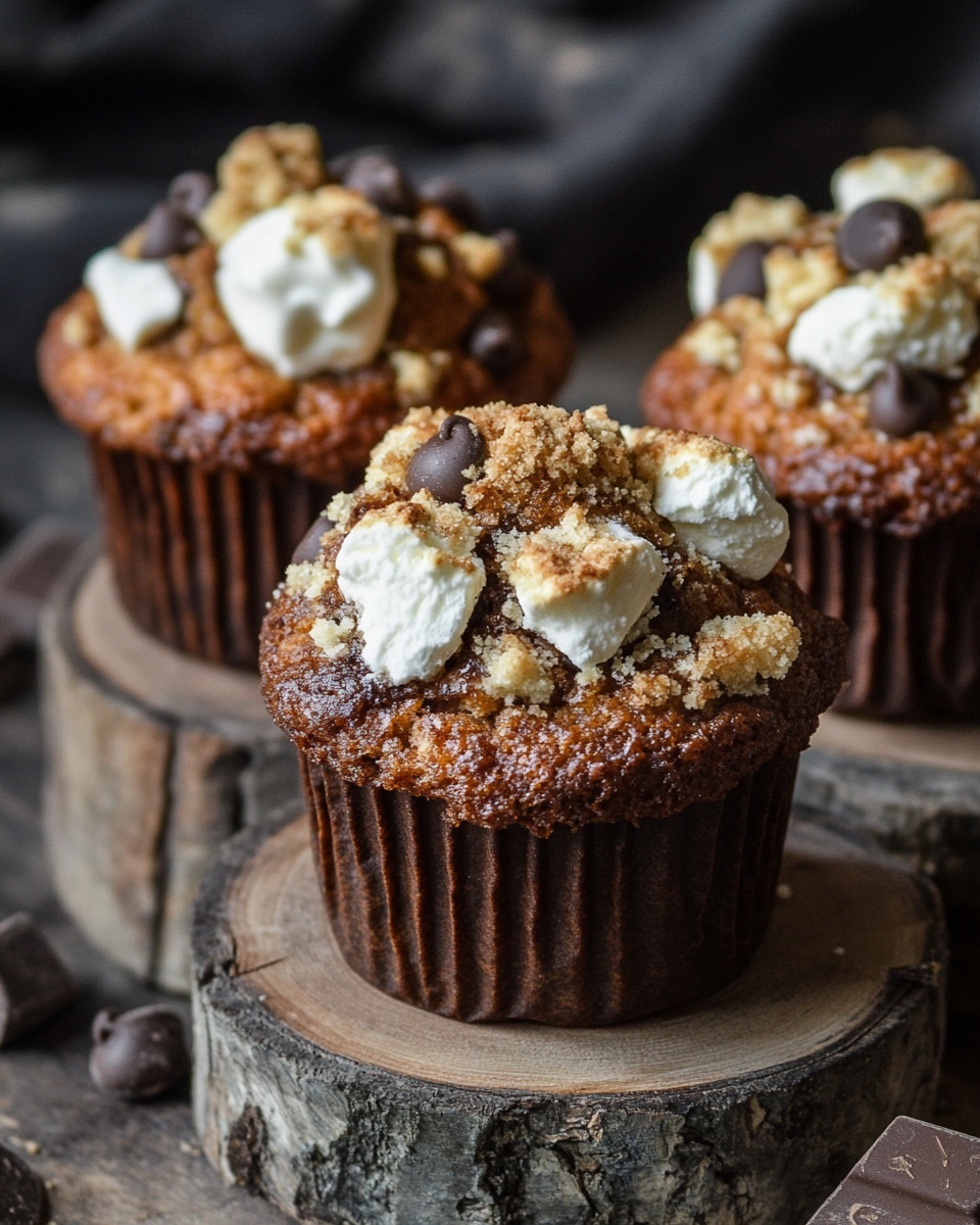 Gooey S’mores Chocolate Chip Muffins with Campfire Flavor