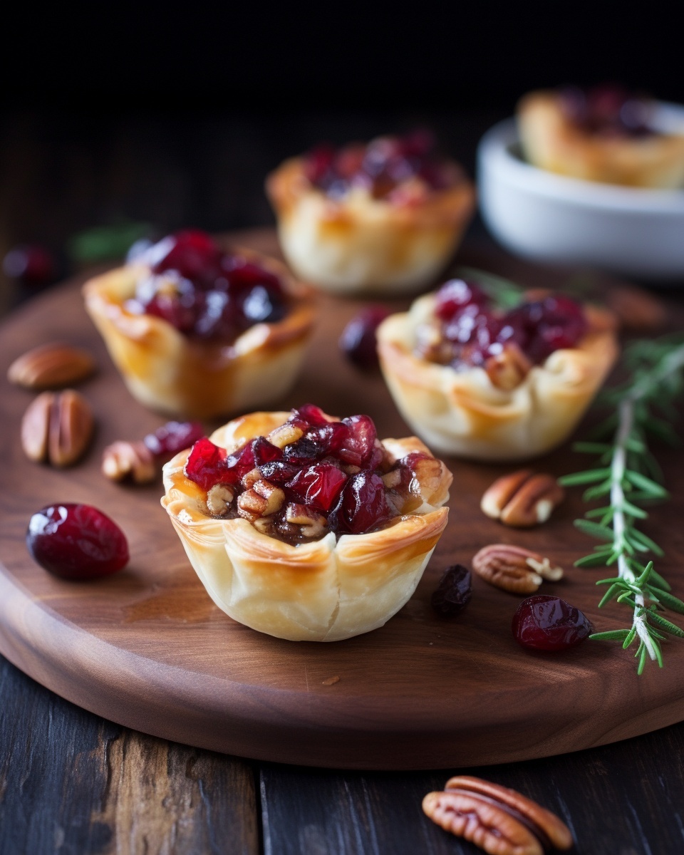 Candied Pecan & Cranberry Brie Bites: Sweet, Savory Party Appetizers