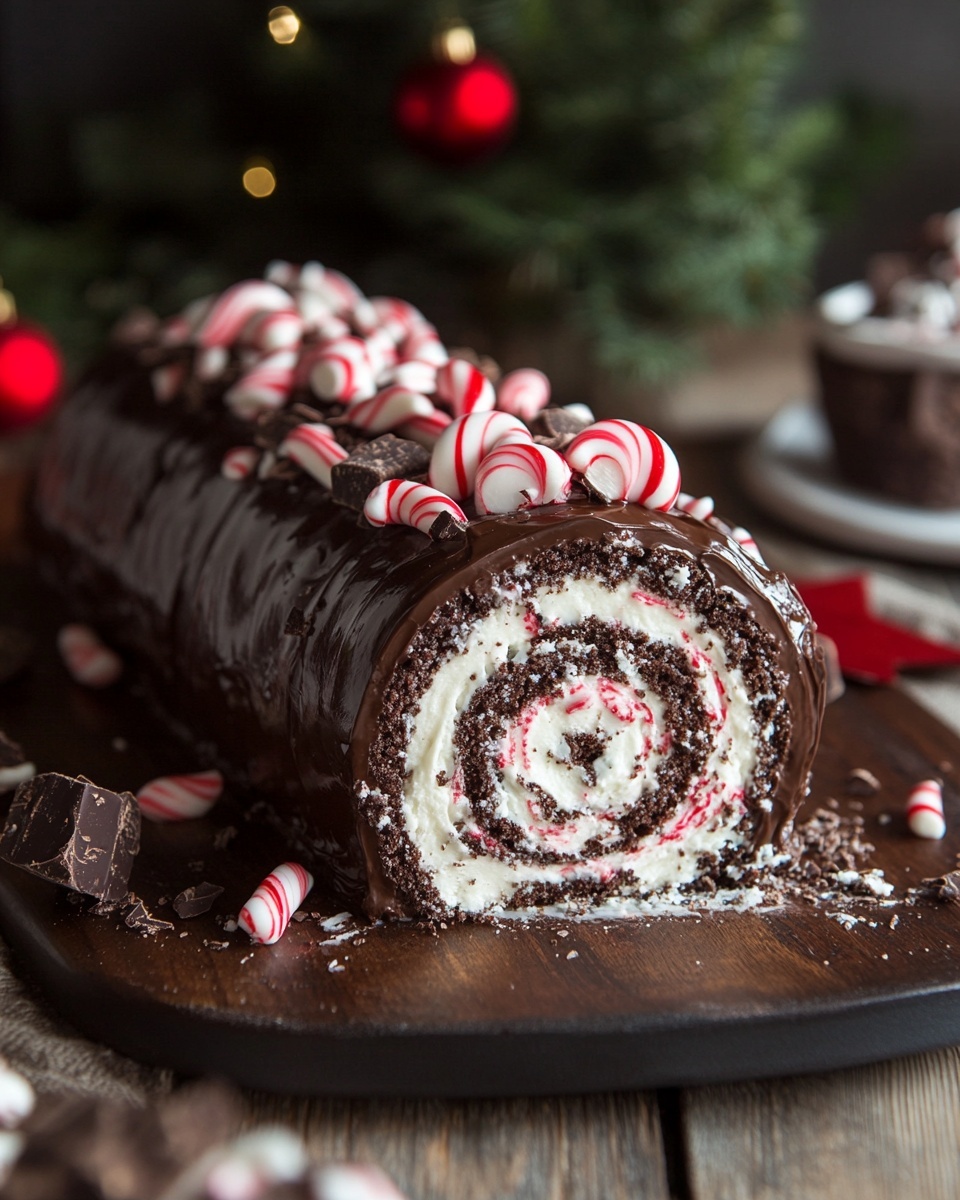 Chocolate Peppermint Bark Roll Cake: Festive & Swirled with Holiday Cheer