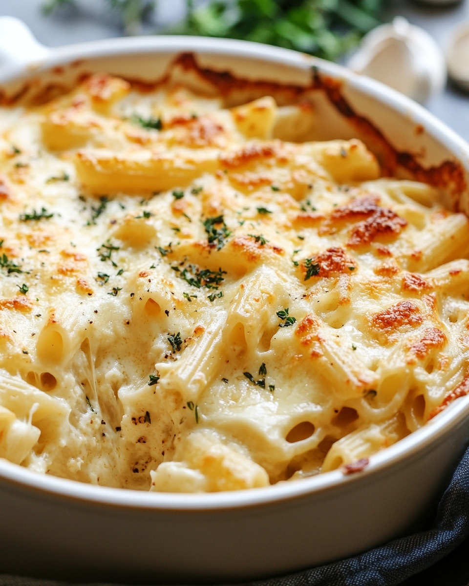 Easy Creamy Garlic Parmesan Pasta Bake Recipe