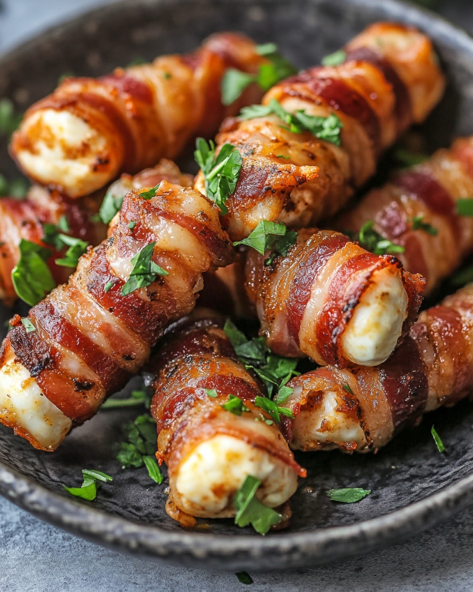 Keto Nashville Hot Bacon Wrapped Mozzarella Sticks: Spicy Low Carb Snack!