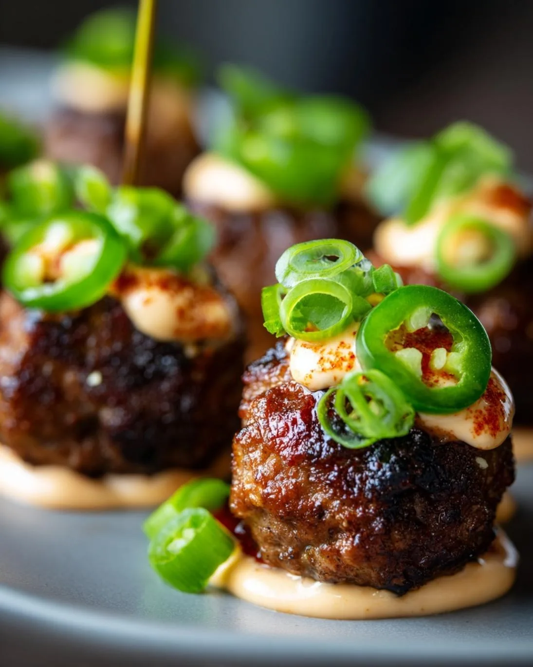 Amazing Korean BBQ Meatballs with Creamy Spicy Mayo
