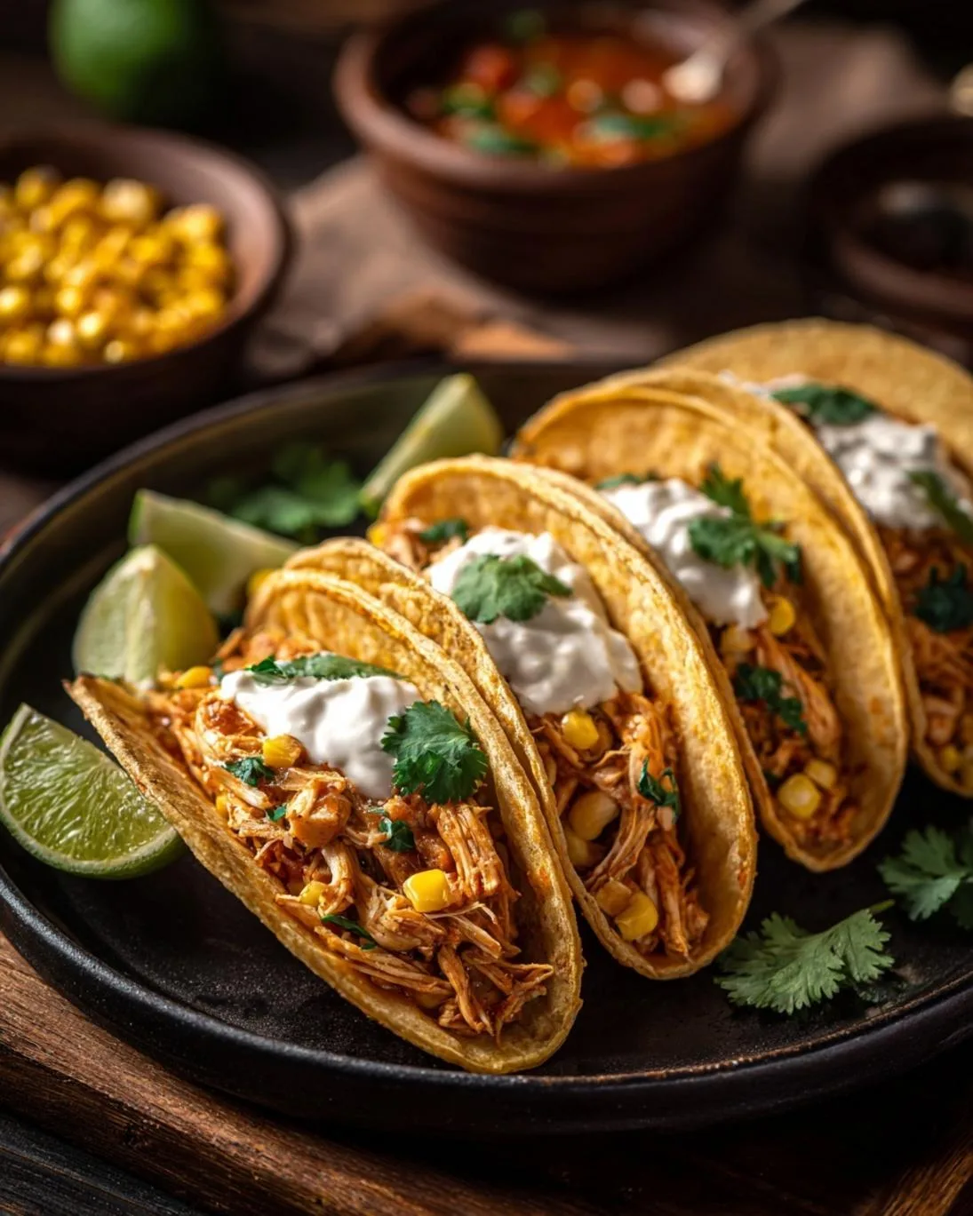 Delicious White Chicken Chili Tacos in Warm Corn Tortillas