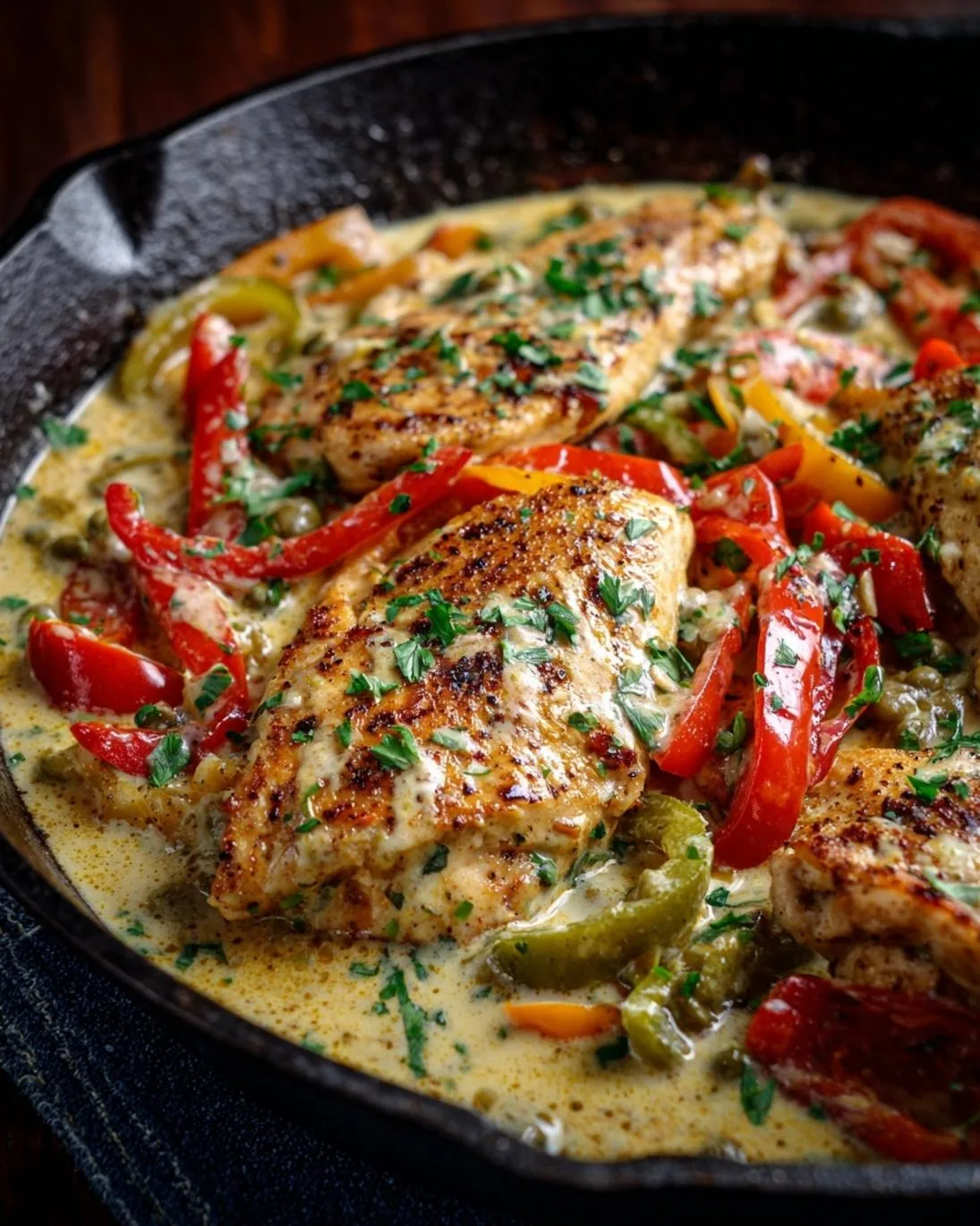 Easy Creamy Pepperoncini Chicken Skillet