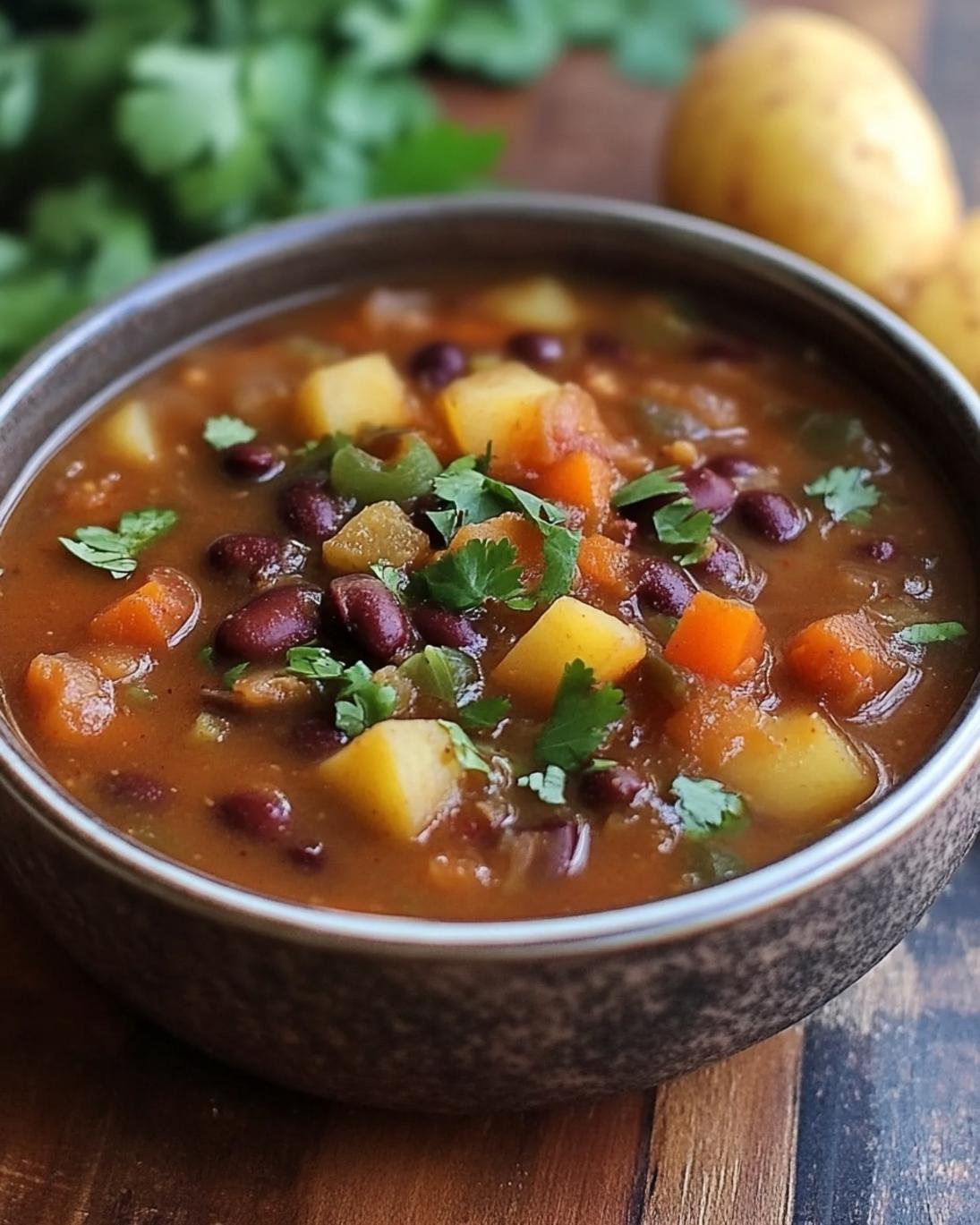 Hearty Sopa de Frijoles con Papas